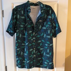 Columbia Teal and Navy Casual Shirt